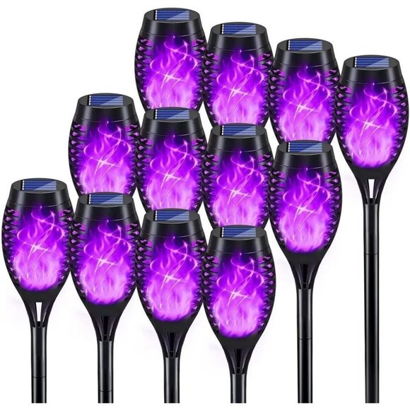 Halloween Decorations Outdoor 12Pack Purple Flickering Flame Halloween Lights O